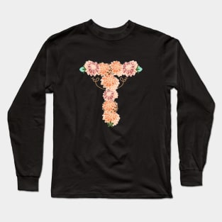 Letter T Floral Long Sleeve T-Shirt